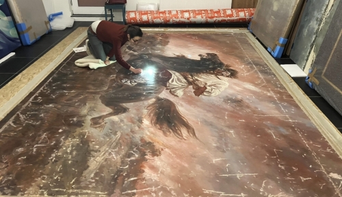 Mastics sur une toile de grand format, 3 x 4 m, Charles-Boris de Jankowski, XIXe siècle, collection privée